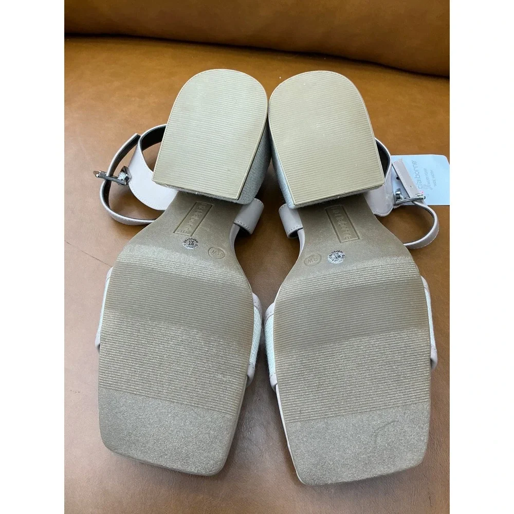 Liz Claiborne Fair Sandals Womens 8W Taupe New Block Heel Memory Foam Wide Width